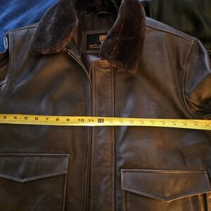 Genuine Leather Bomber Jacket with Fur Collar